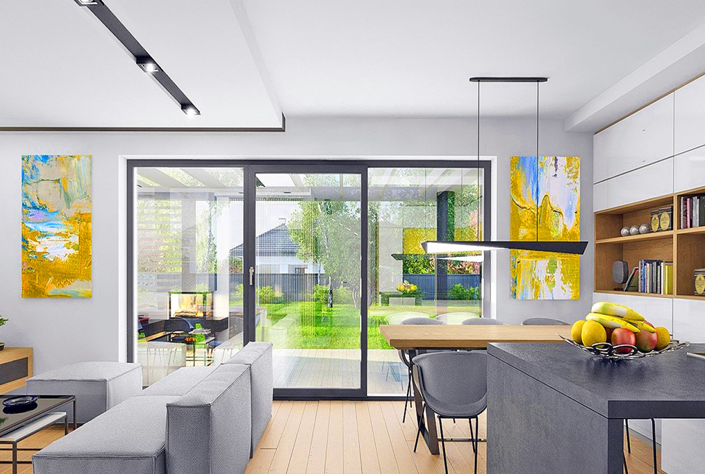 fragment pokoju dziennego w luksusowej willi na sprzedaż Wrocław (okolice)