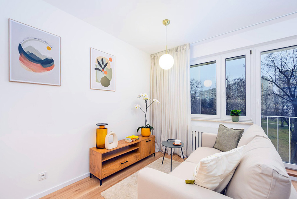 zbliżenie na pokój dzienny w luksusowym apartamencie na sprzedaż Gdańsk