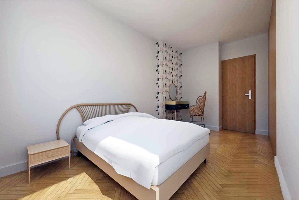gustownie zaaranżowana sypialnia w luksusowym apartamencie na sprzedaż Katowice
