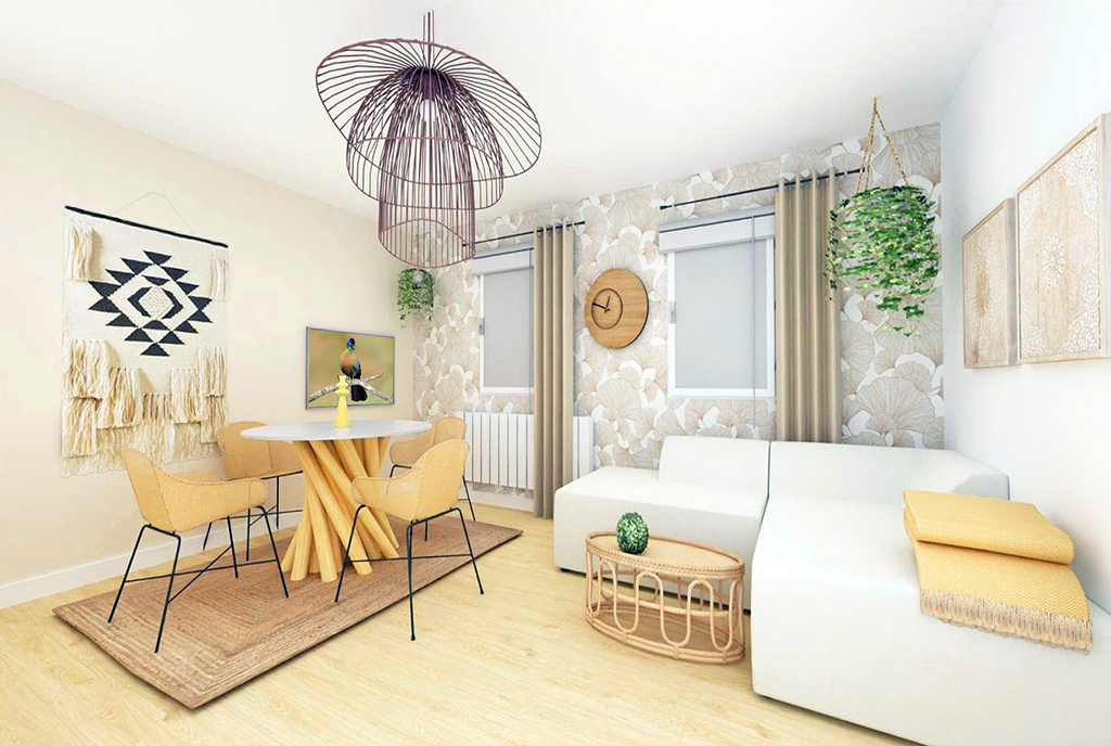 wykończone w stylu boho wnętrze ekskluzywnego apartamentu na sprzedaż Wałbrzych (okolice)