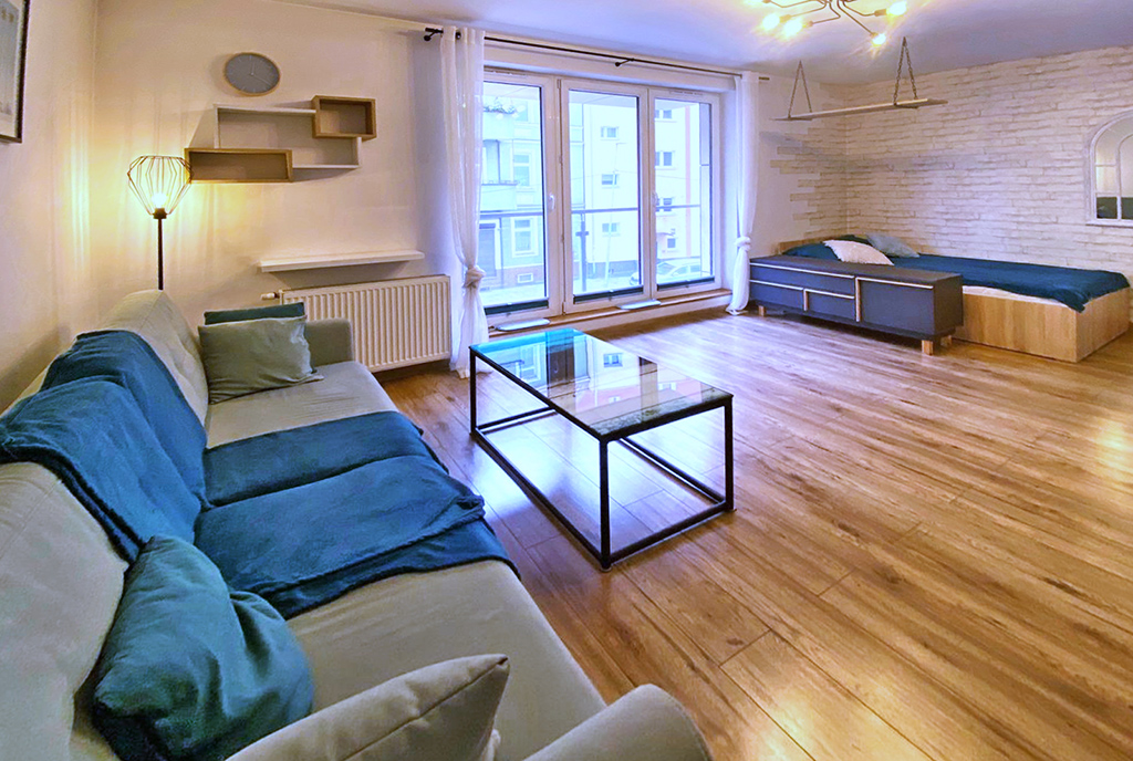 fragment pokoju dziennego w luksusowym apartamencie do wynajmu Szczecin