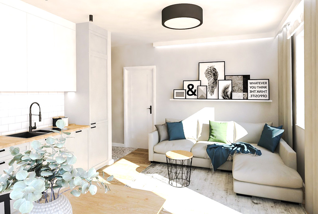 druuga strona pokoju dziennego w luksusowym apartamencie na sprzedaż Ostrów Wielkopolski