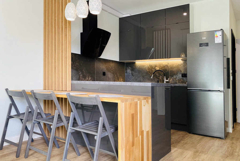 fragment kuchni w luksusowym apartamencie do wynajmu Katowice (okolice)