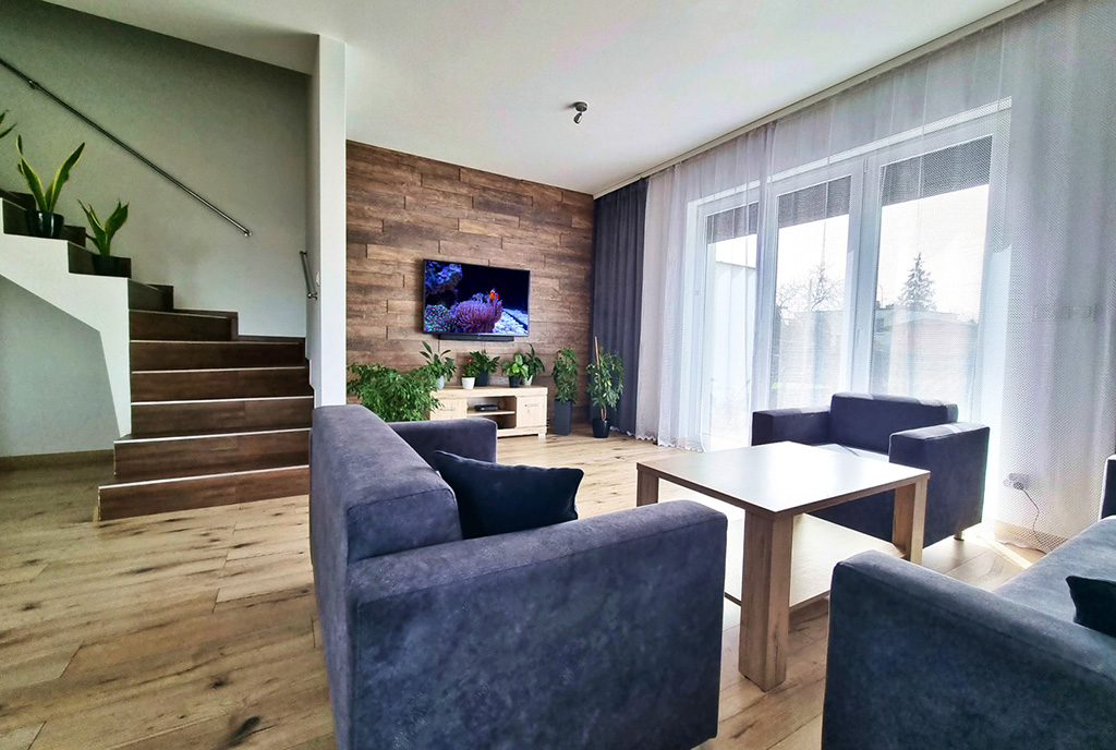 nowoczesny salon w ekskluzywnej wilii do sprzedaży Poznań (okolice)
