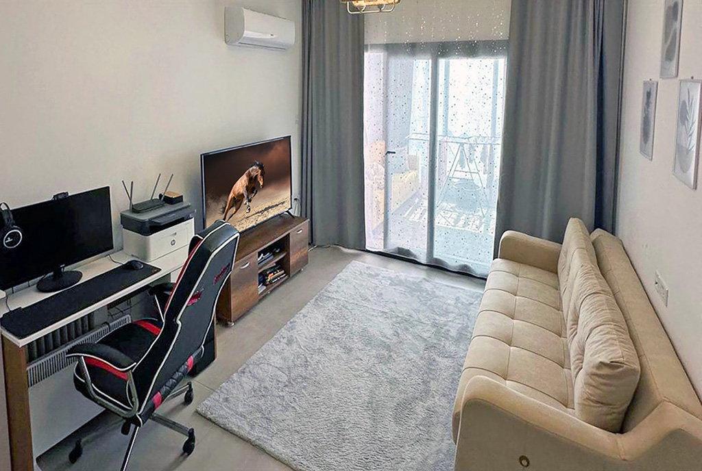 zbliżenie na salon w luksusowym apartamencie na sprzedaż Cypr (Iskele)