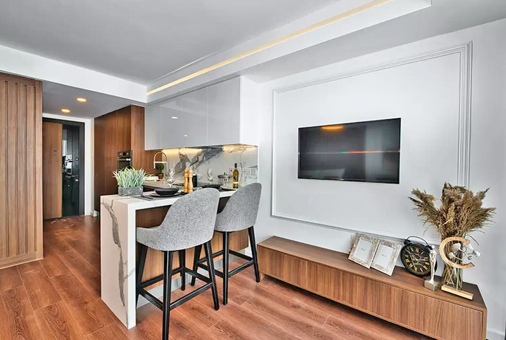 druga strona pokoju dziennego w luksusowym apartamencie na sprzedaż Cypr (Iskele)