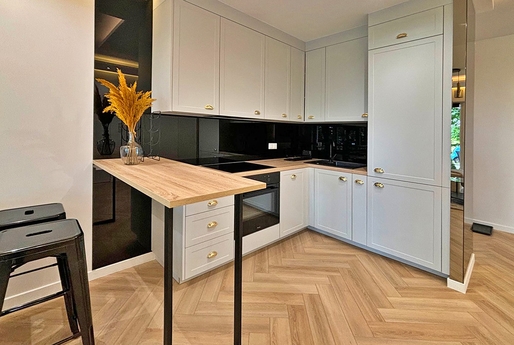 nowoczesna kuchnia w luksusowym apartamencie do wynajmu Szczecin