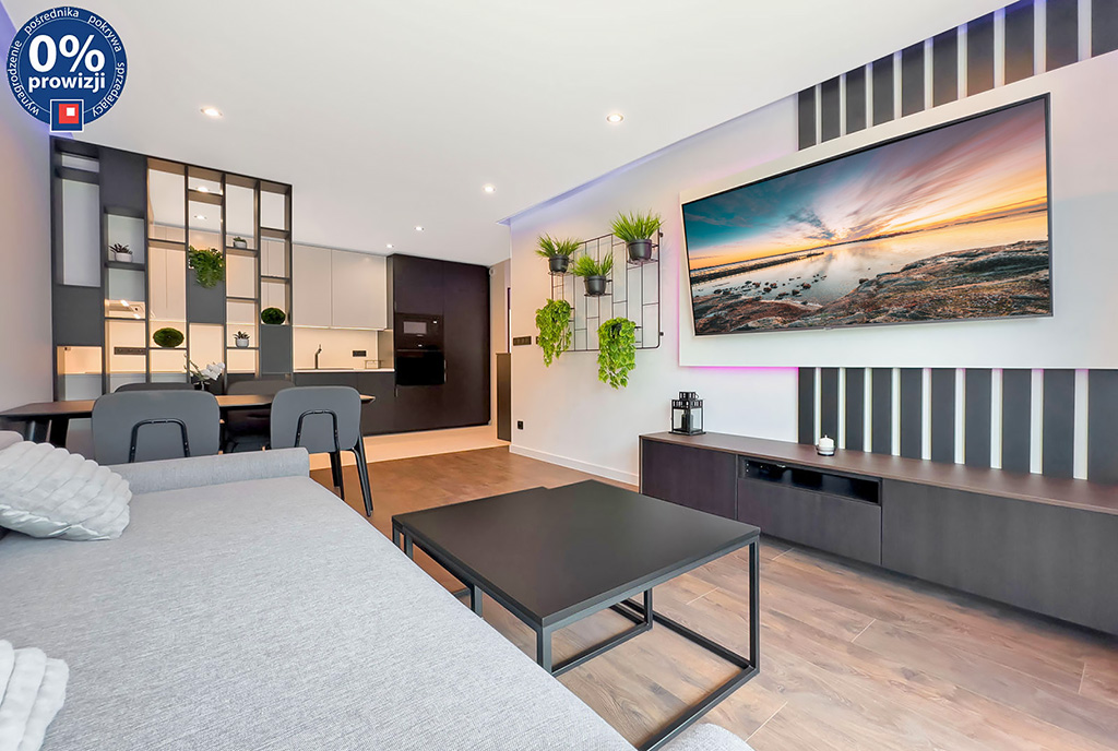 nowoczesny design salonu w ekskluzywnym apartamencie do sprzedaży Katowice (okolice)