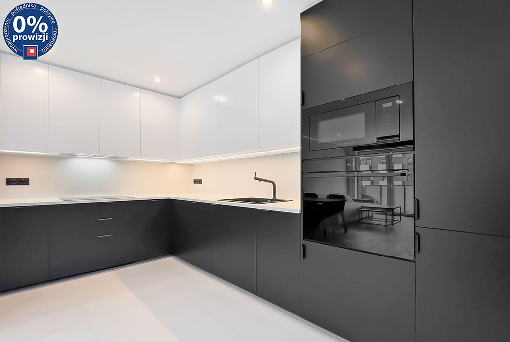 futurystyczny design kuchni w luksusowym apartamencie do sprzedaży Katowice (okolice)