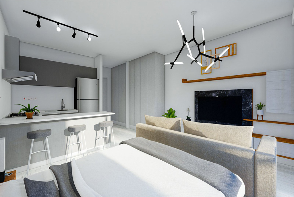 wytworna sypialnia w ekskluzywnym apartamencie na sprzedaż Cypr (Iskele)