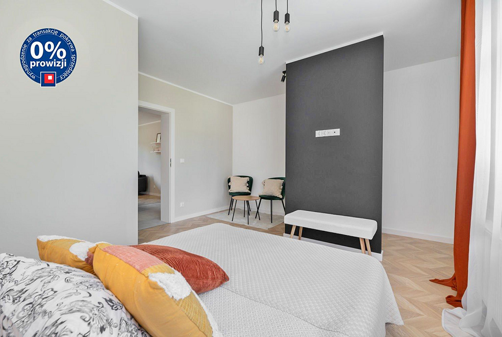 imponująca sypialnia w ekskluzywnym apartamencie na sprzedaż Gdynia (okolice)