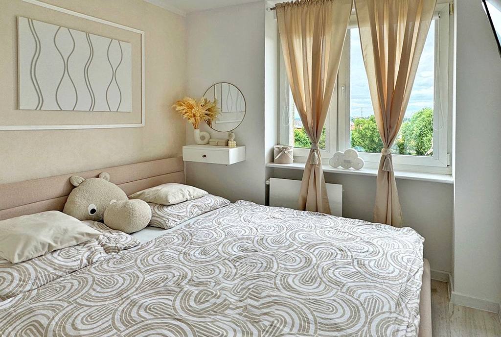 zaciszna sypialnia w ekskluzywnym apartamencie na sprzedaż Gorzów Wielkopolski