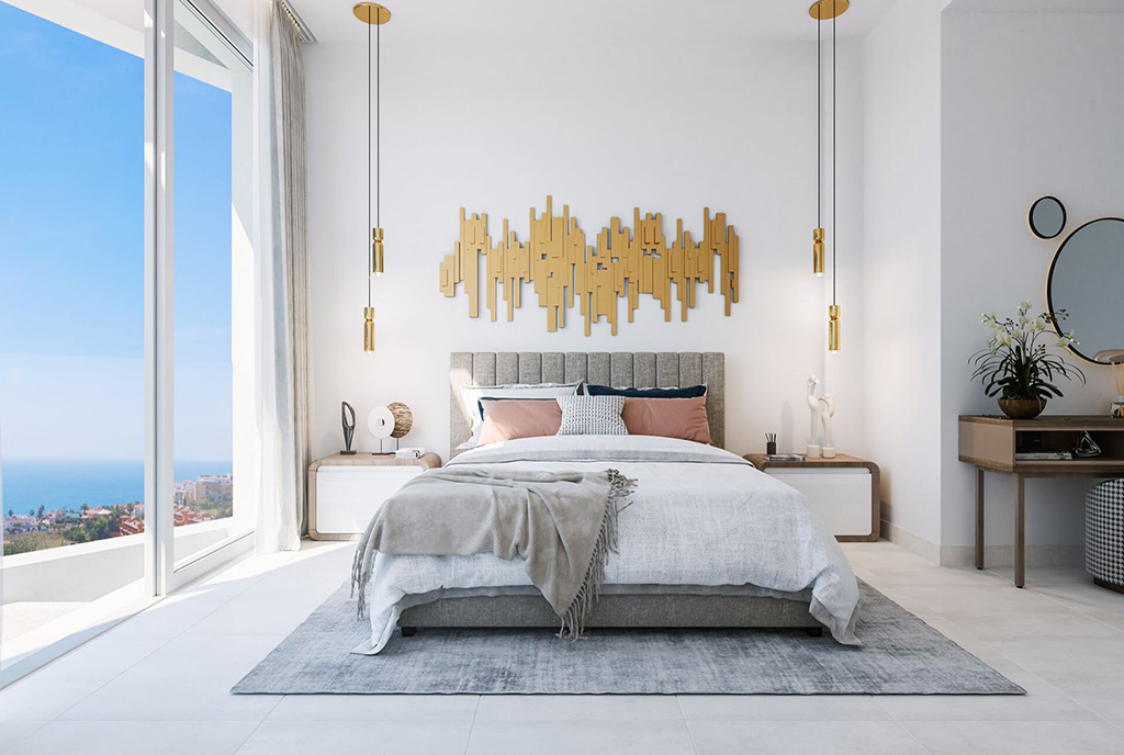 zaciszna sypialnia w ekskluzywnym apartamencie na sprzedaż Hiszpania (Mijas)
