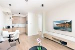 nowoczesny salon w ekskluzywnym apartamencie do wynajęcia Szczecin