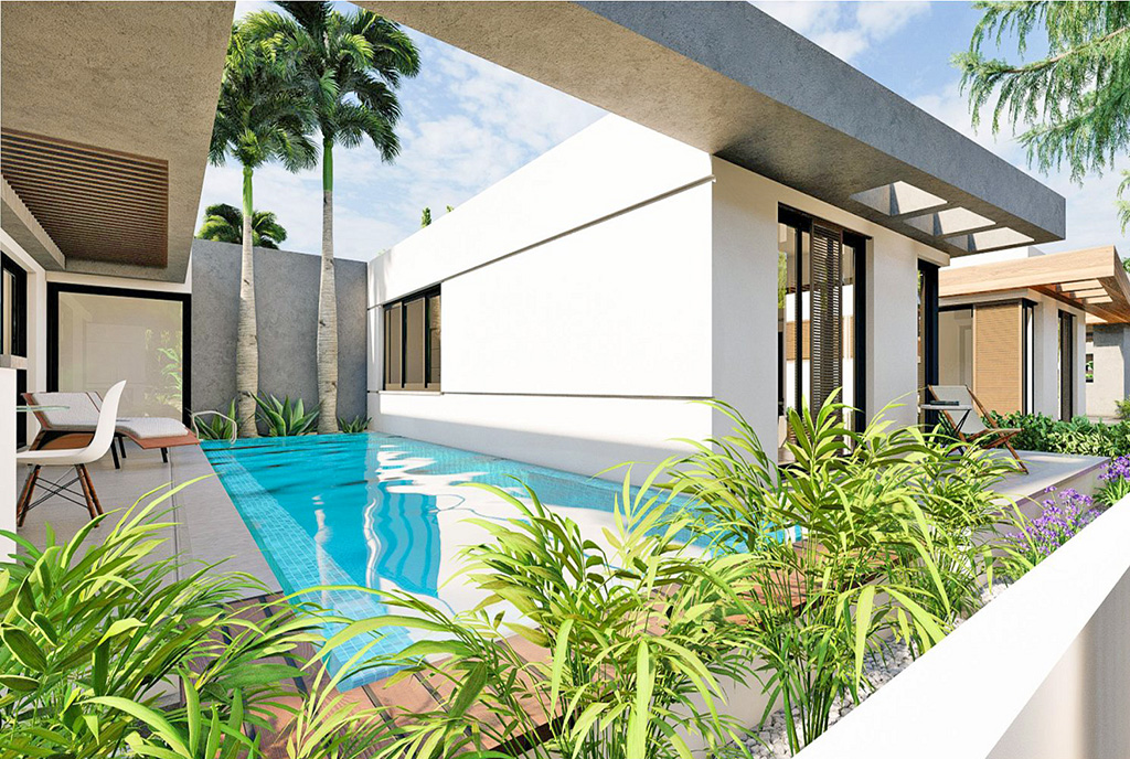 prywatny basen przed ekskluzywną willą do sprzedaży Cypr (Famagusta)