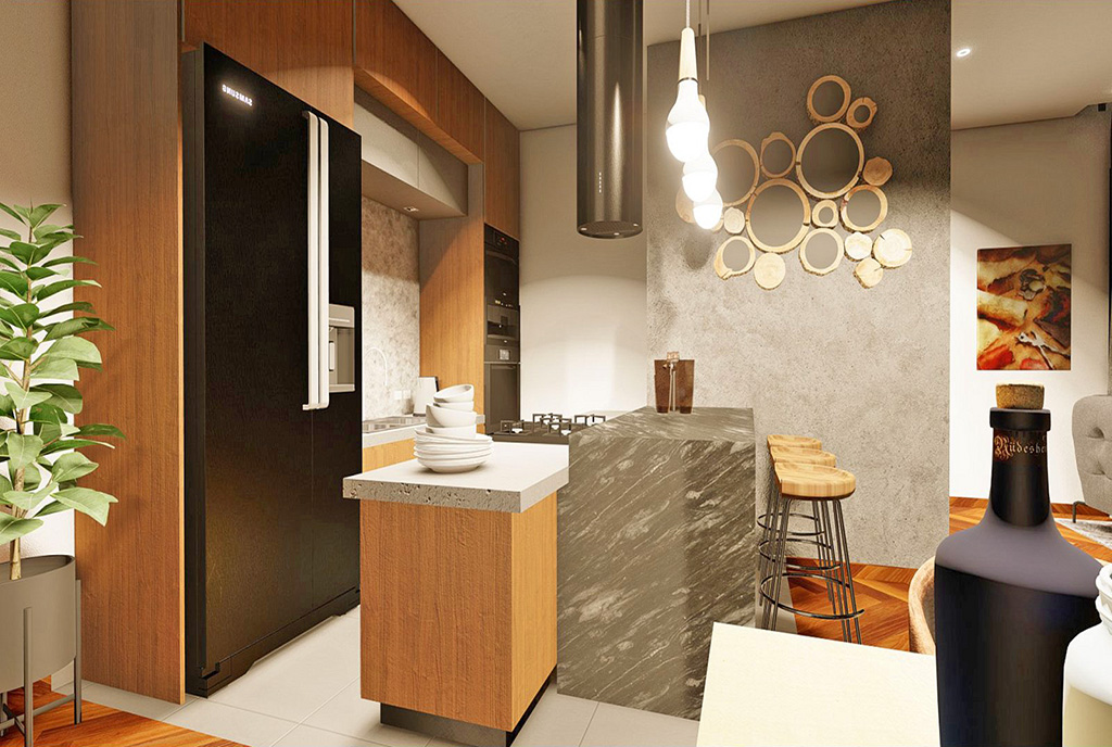 widok na aneks kuchenny w ekskluzywnej willi na sprzedaż Cypr (Famagusta)