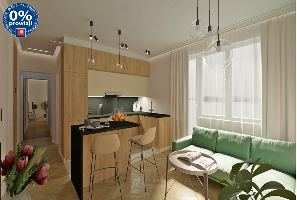 widok na aneks kuchenny w luksusowym apartamencie na sprzedaż Katowice