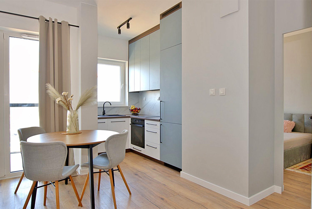 fragment kuchni w luksusowym apartamencie do wynajmu Poznań