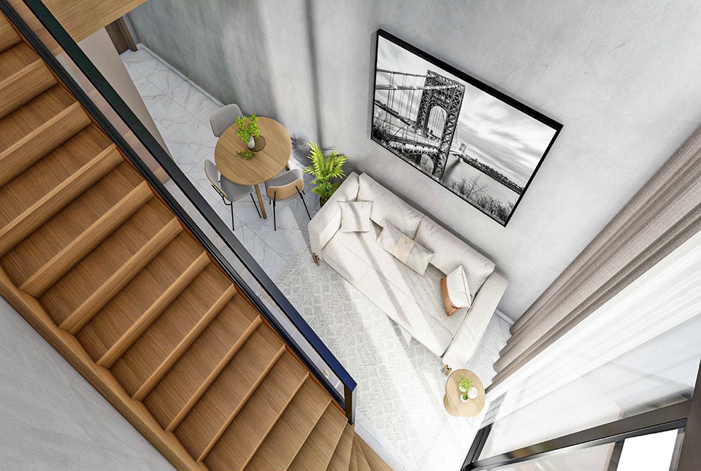 widok z góry na salon w luksusowym apartamencie na sprzedaż Cypr (Iskele)