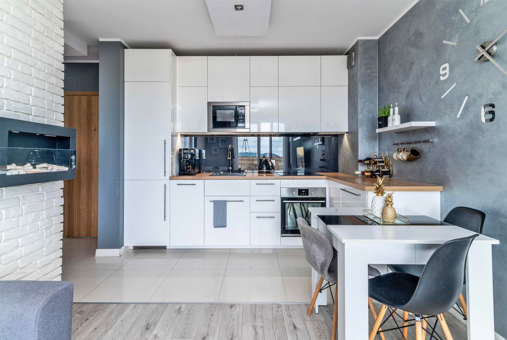 widok na kuchnię w luksusowym apartamencie na sprzedaż Gdynia (okolice)