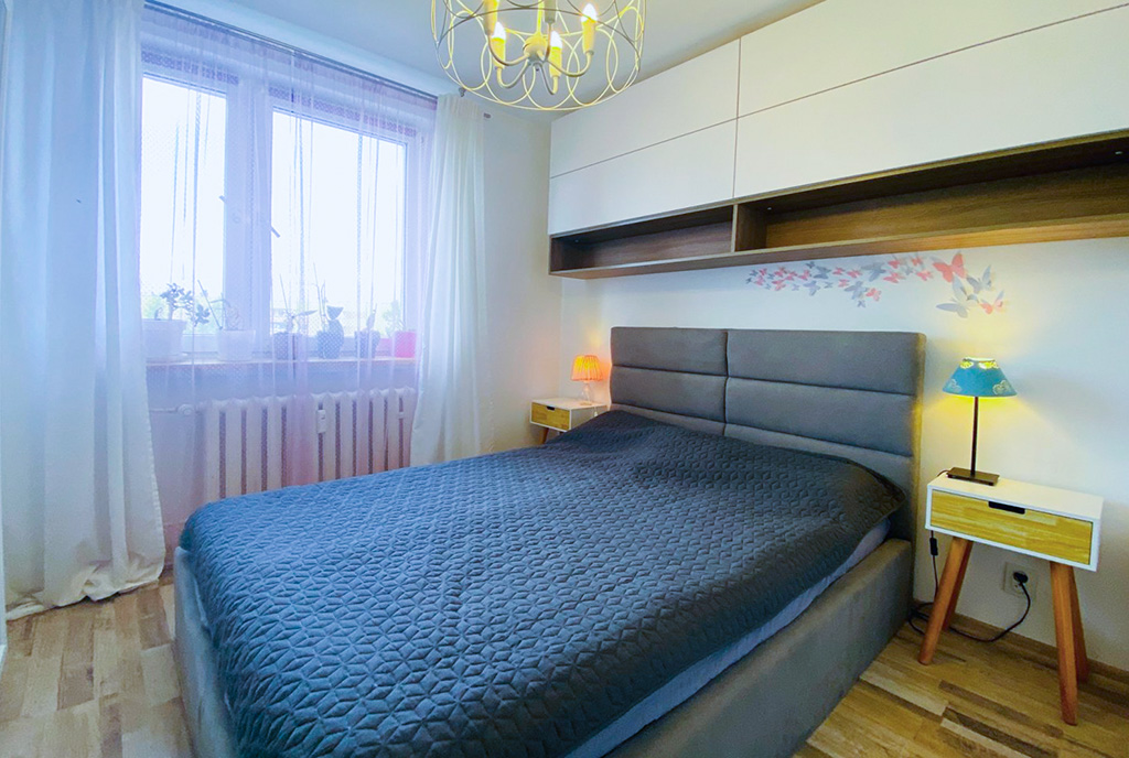 zzaciszna sypialnia w ekskluzywnym apartamencie na sprzedaż Katowice (okolice)