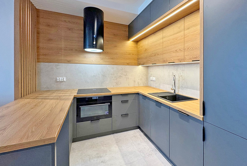 fragment kuchni w luksusowym apartamencie do wynajmu Szczecin