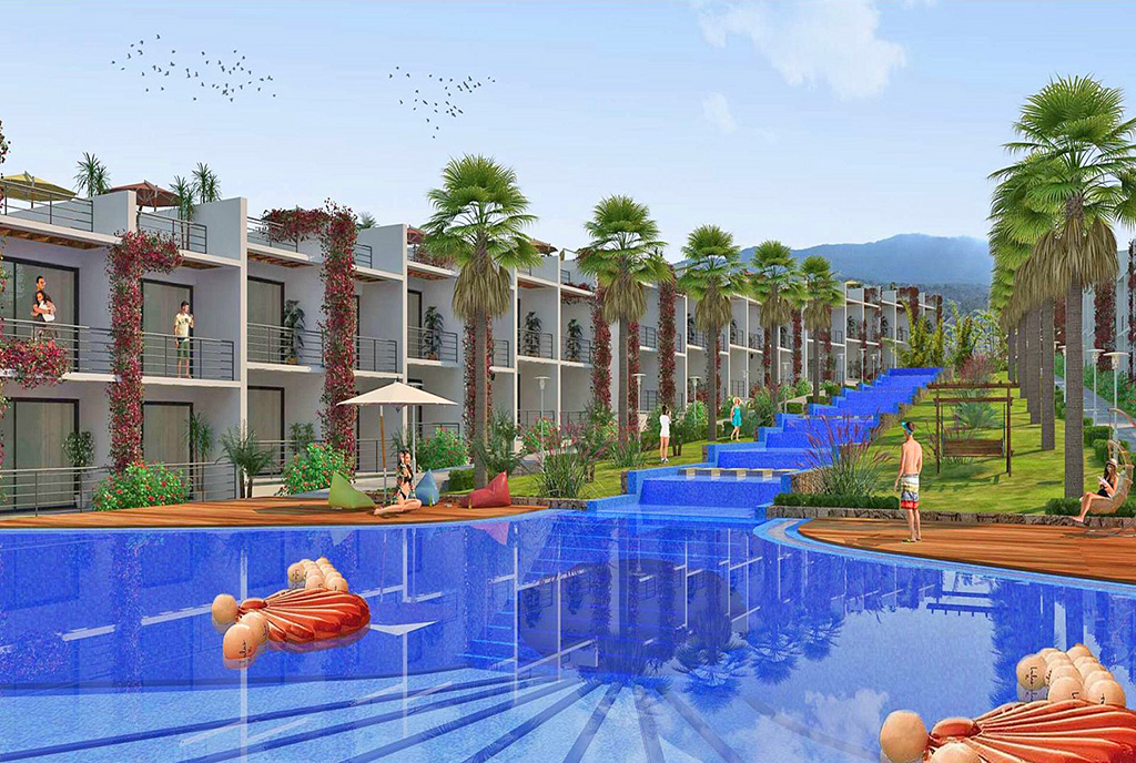 fragment osiedla, na którym mieści się oferowany do sprzedaży ekskluzywny apartament Cypr (Esentepe)