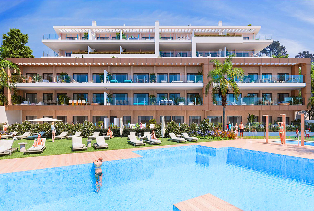 basen w częściach wspólnych osiedla, na terenie którego znajduje się luksusowy apartament na sprzedaż Hiszpania (Estepona)