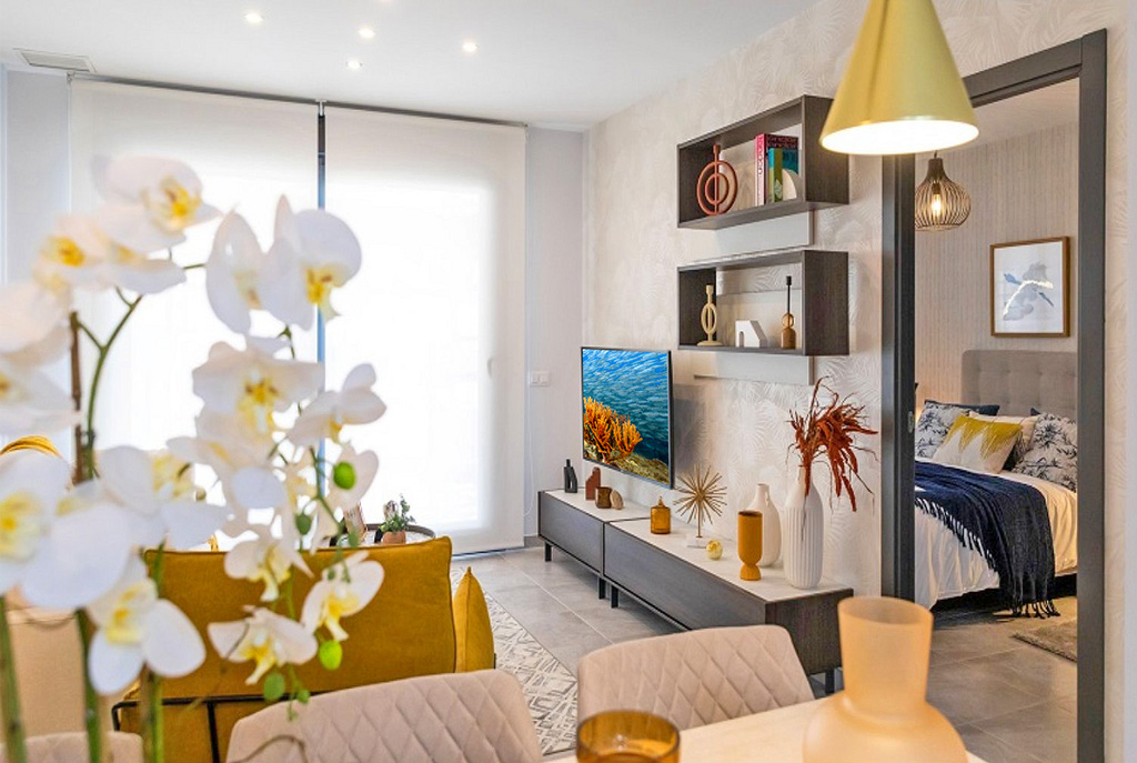 kameralny salon w ekskluzywnym apartamencie do sprzedaży Hiszpania (Villamartin Orihuela Costa)