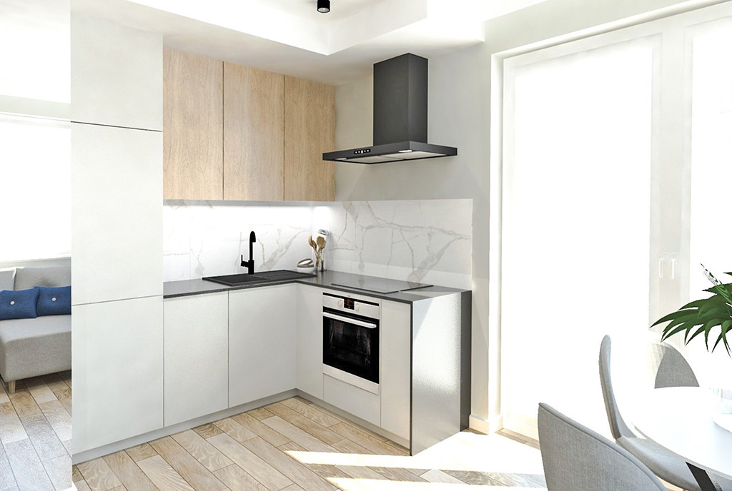 zbliżenie na aneks kuchenny w luksusowym apartamencie na sprzedaż Apartament do sprzedaży Ostrów Wielkopolski