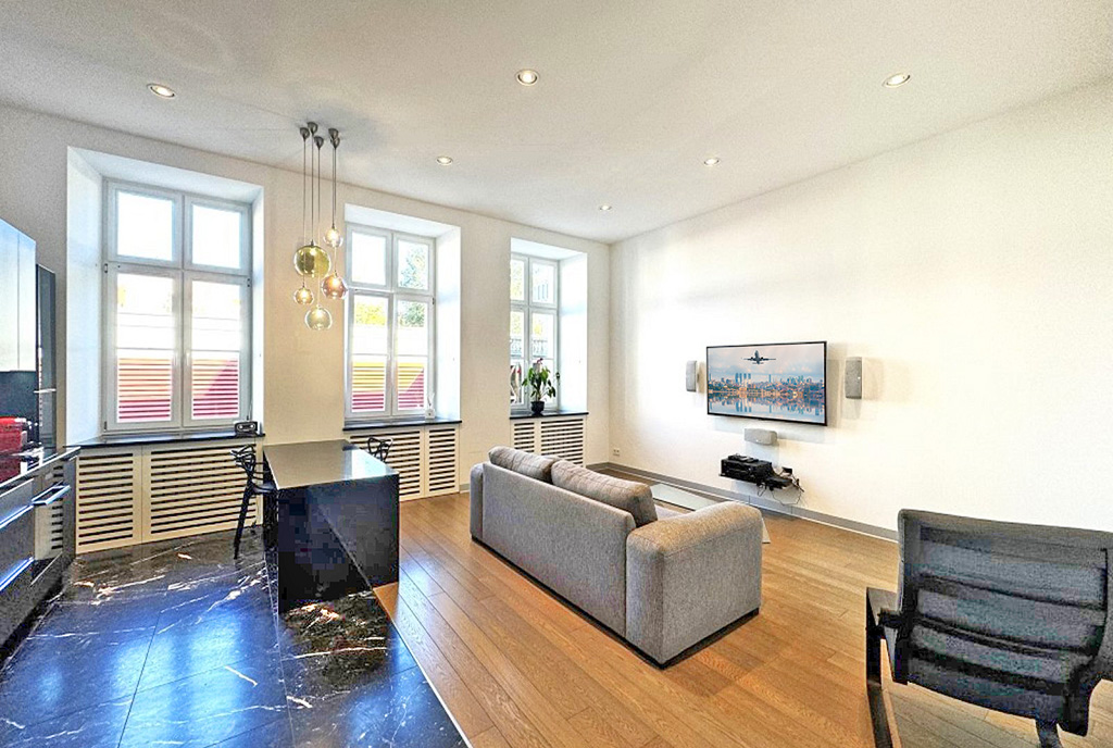 słoneczny salon w ekskluzywnym apartamencie do sprzedaży Wrocław