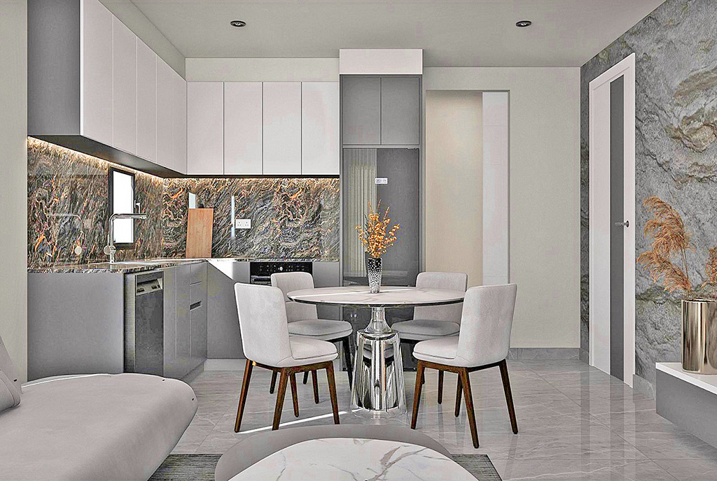 fragment kuchni w luksusowym apartamencie na sprzedaż Cypr (Iskele Yeni)