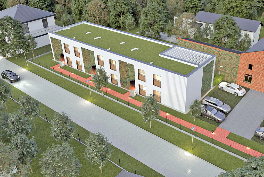 rzut z góry na apartamentowiec, w którym znajduje się oferowany do sprzedaży luksusowy apartament Katowice (okolice)