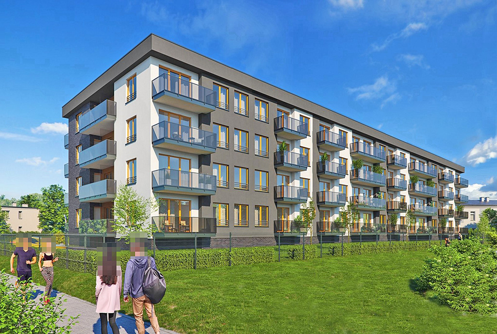 zielone osiedle, na którym znajduje się oferowany do sprzedaży luksusowy apartament Piotrków Trybunalski (okolice)