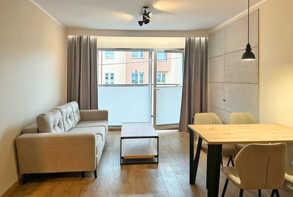 zbliżenie na pokój dzienny w luksusowym apartamencie do wynajmu Gdańsk (okolice)