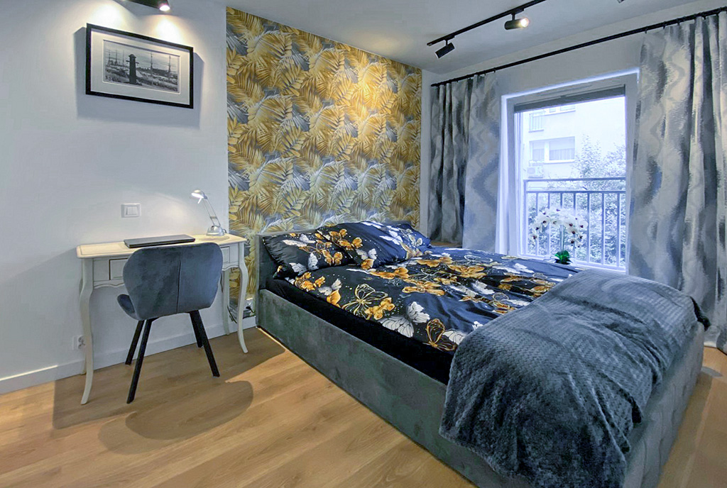 impopnująca sypialnia w ekskluzywnym apartamencie na wynajem Szczecin