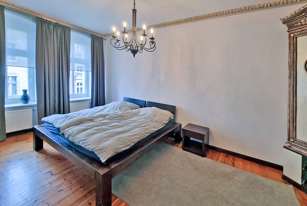 fragment sypialni w luksusowym apartamencie do wynajmu Wrocław