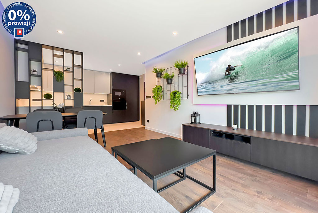 nowoczesny salon w ekskluzywnym apartamencie do sprzedaży Katowice (okolice)