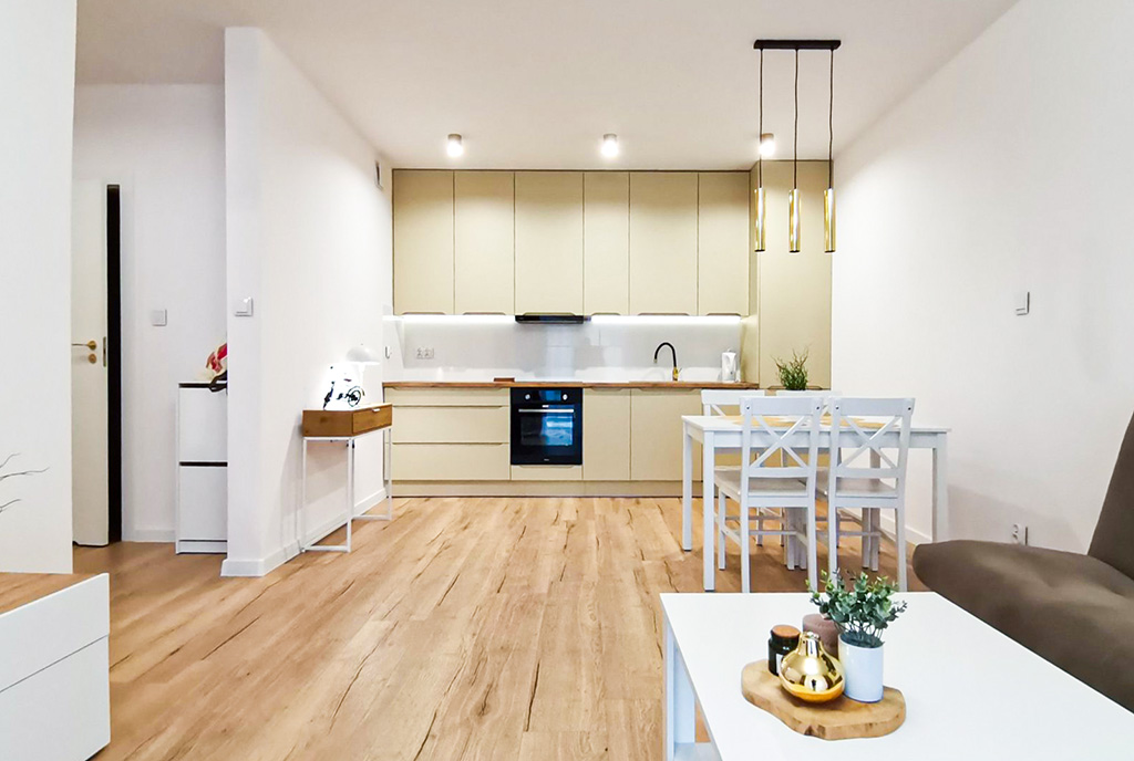 designerska kuchnia w luksusowym apartamencie do wynajmu Legnica (okolice)