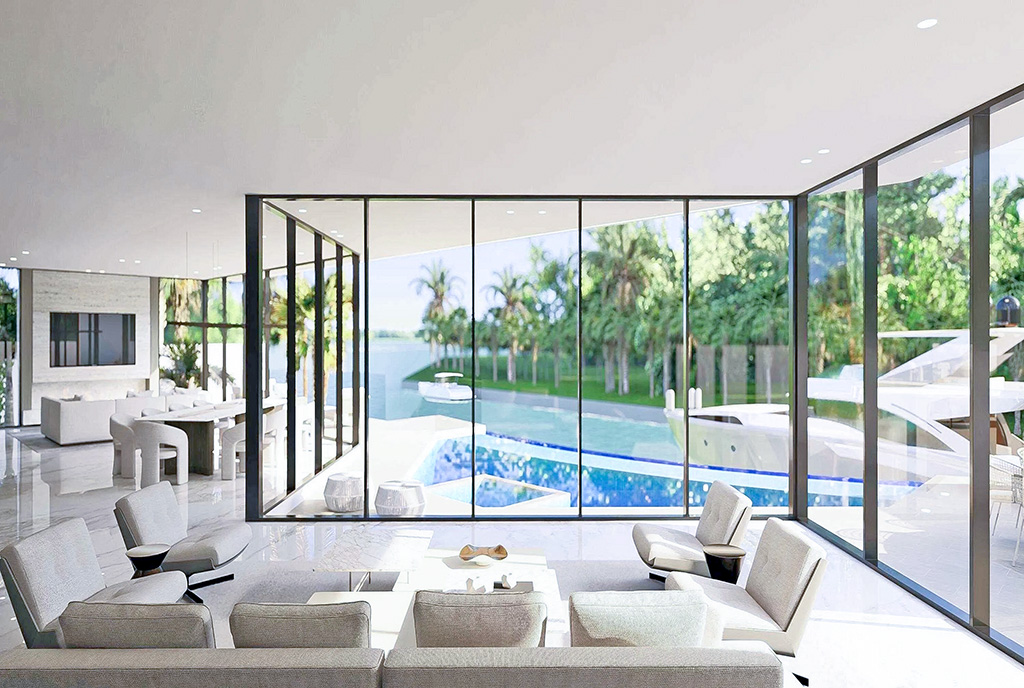 słoneczny salon w luksusowej willi na sprzedaż Floryda (Stany Zjednoczone Ameryki)