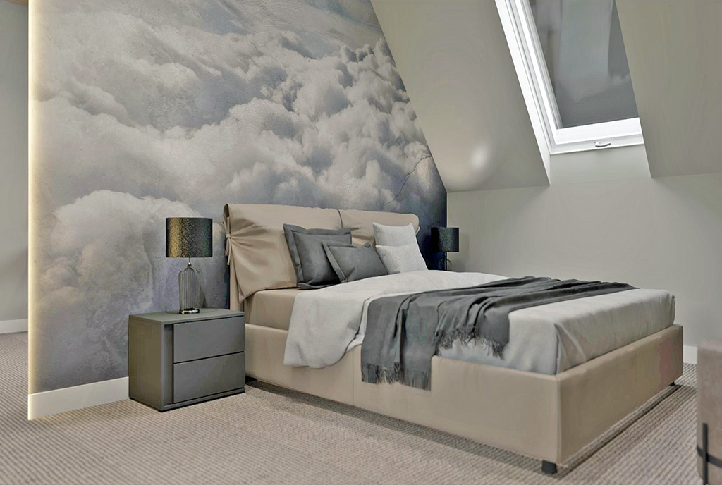 zaciszna sypialnia w luksusowej willi na sprzedaż Warszawa (okolice)