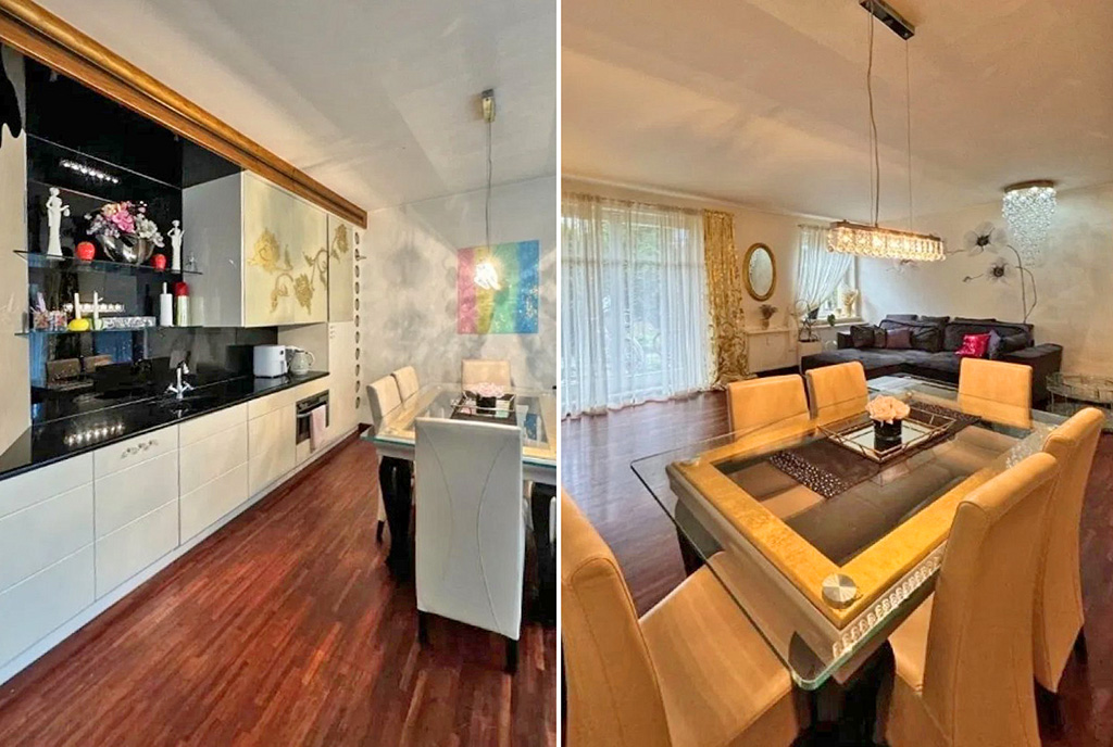 kuchnia oraz pokój dzienny w luksusowym apartamencie na sprzedaż Sopot