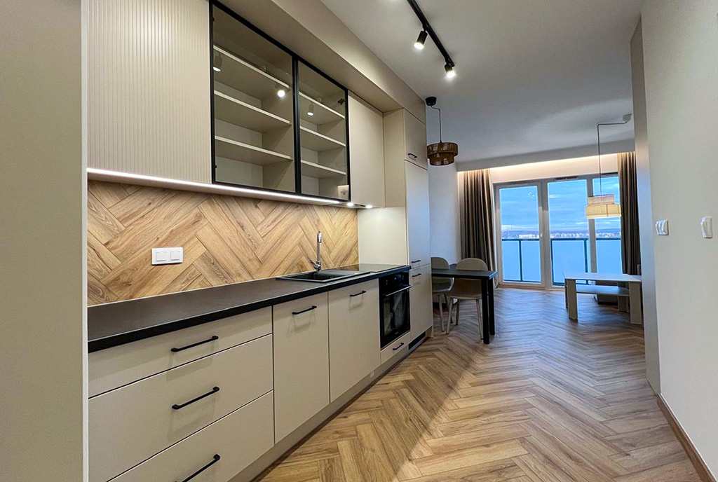 imponujacy aneks kuchenny w luksusowym apartamencie do wynajmu Katowice