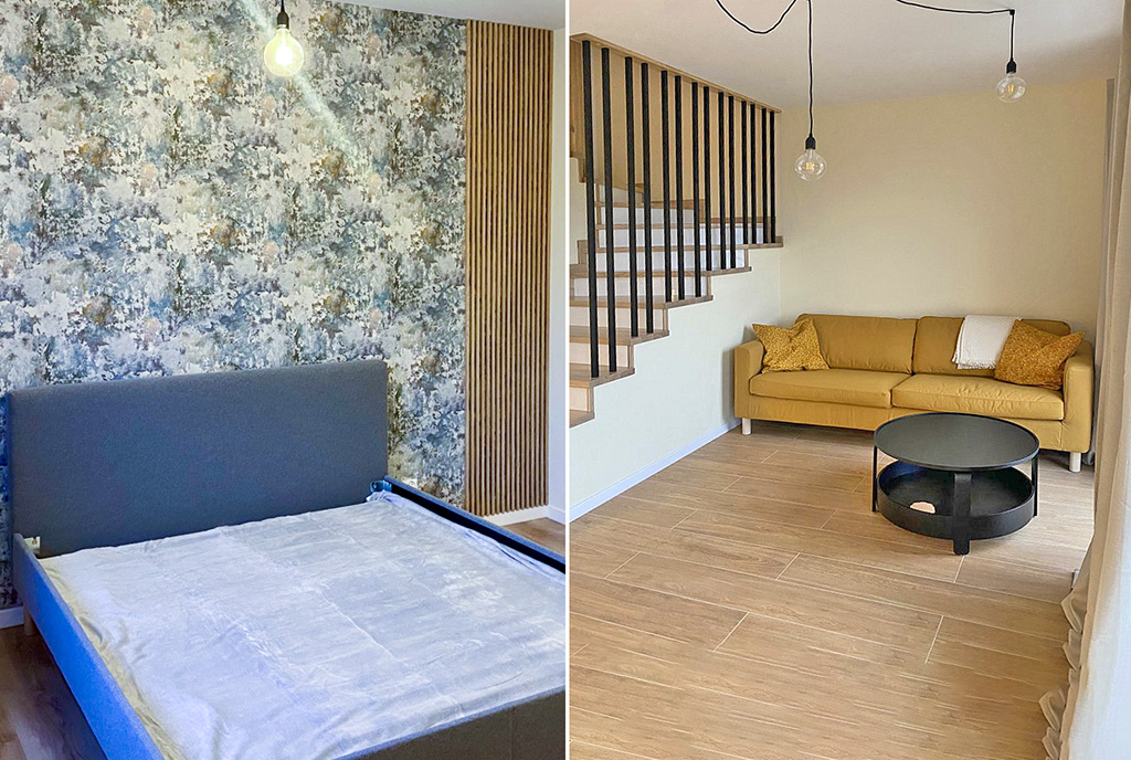 po lewej sypialnia, po prawej korytarz w ekskluzywnym apartamencie na wynajem Wieluń okolice