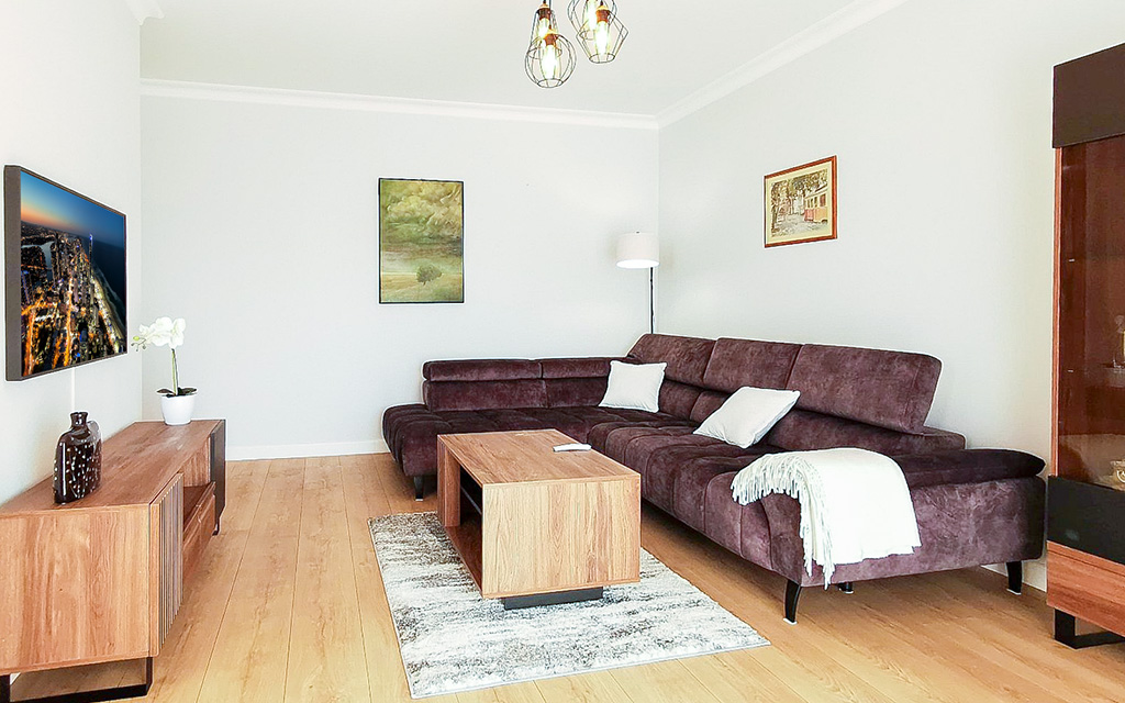 zbliżenie na pokój dzienny w luksusowym apartamencie do wynajm Słupsk