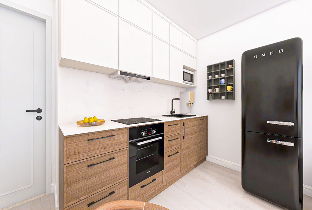 jedna strona kuchni w ekskluzywnym apartamencie na sprzedaż Gdańsk okolice