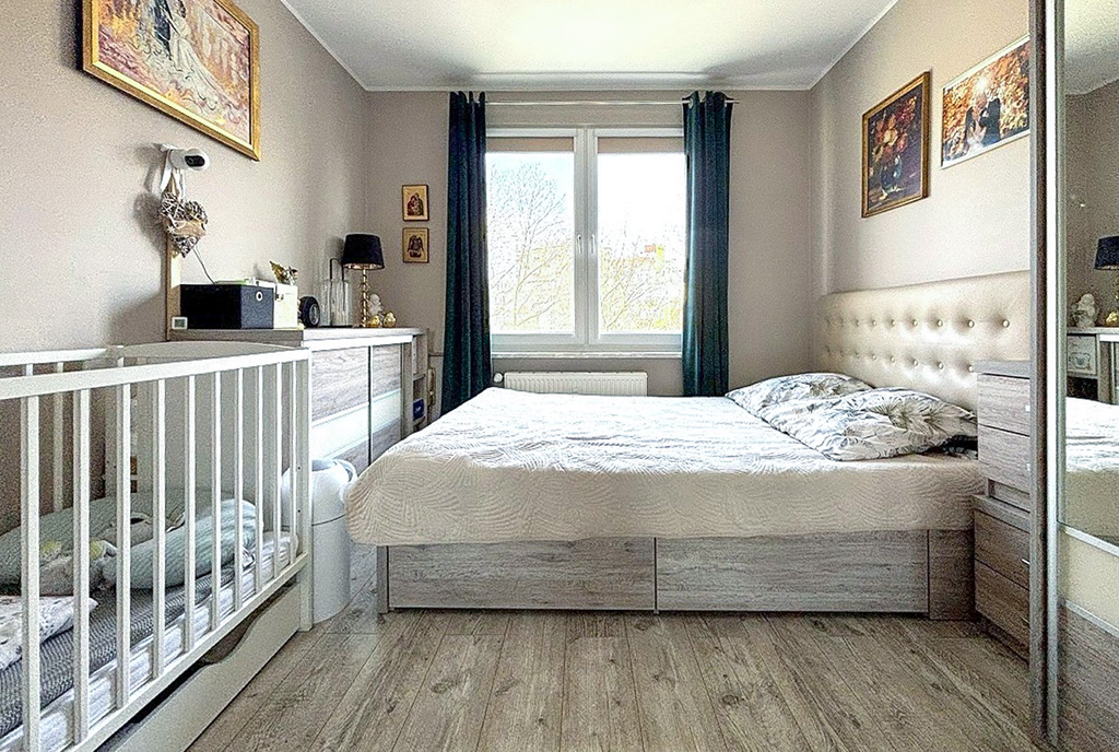 widok na sypialnię w ekskluzywnym apartamencie na sprzedaż Inowrocław