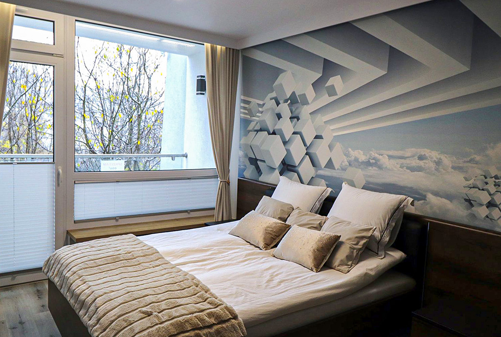fragment sypialni w ekskluzywnym apartamencie na sprzedaż Bielsko-Biała okolice