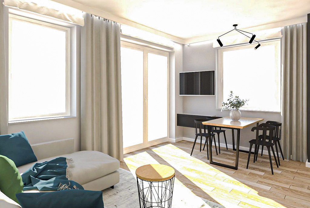 inna perspektywa salonu w luksusowym apartamencie na sprzedaż Ostrów Wielkopolski