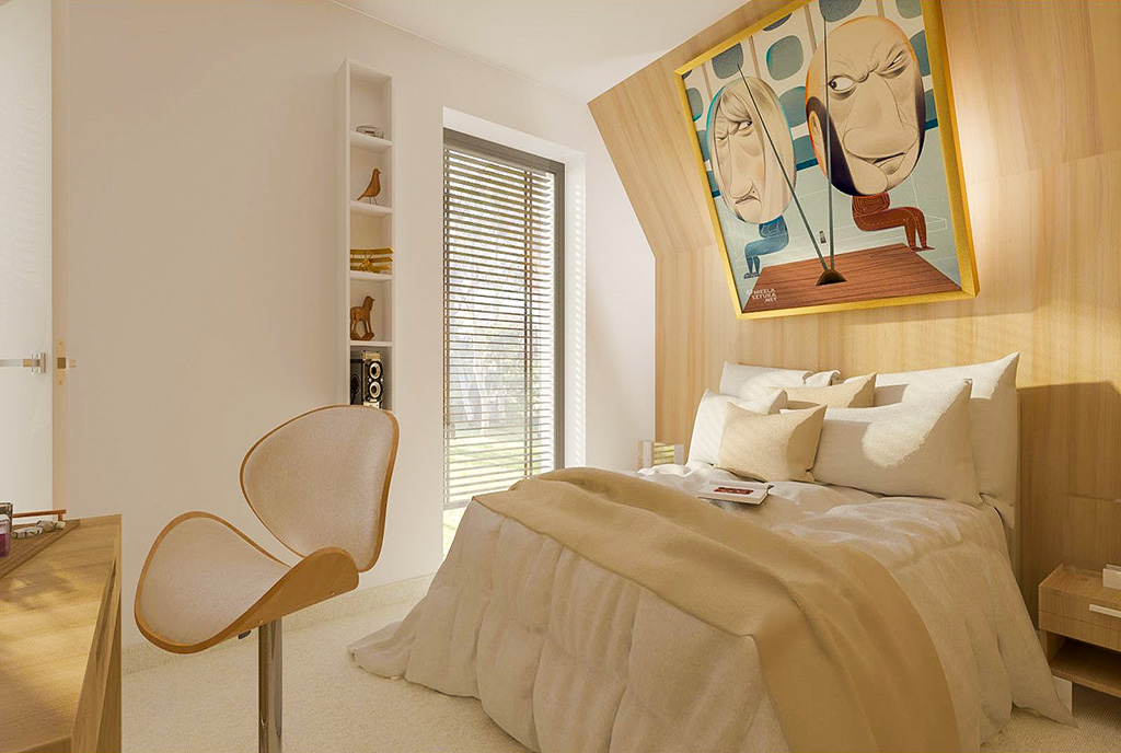 zaciszna sypialnia w ekskluzywnej willi na sprzedaż Bielsko-Biała okolice